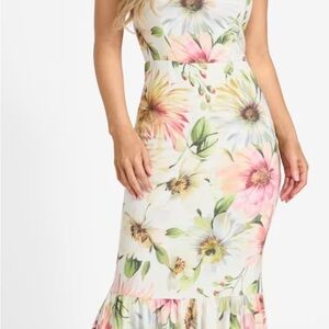 Guess Pink and Green Floral Maxi Dress